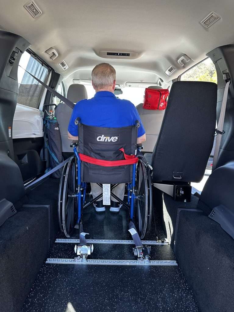 The loading, unloading, and securement process is followed every time because safety is critical. Our vehicles do not hit the road until our transportation technicians are confident the wheelchair and equipment are properly secured and the patient is safe and comfortable for transport.